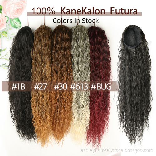 Julianna Wholesale For Black Woman Water Wavr Body Wave Afro Kinky Straight High Quality Synthetic Material 28Inch Ponytail